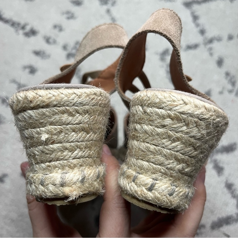 VERBENAS Maika Beachy Boho Tan Genuine Leather Slip On Espadrille Wedges - Picture 8 of 11